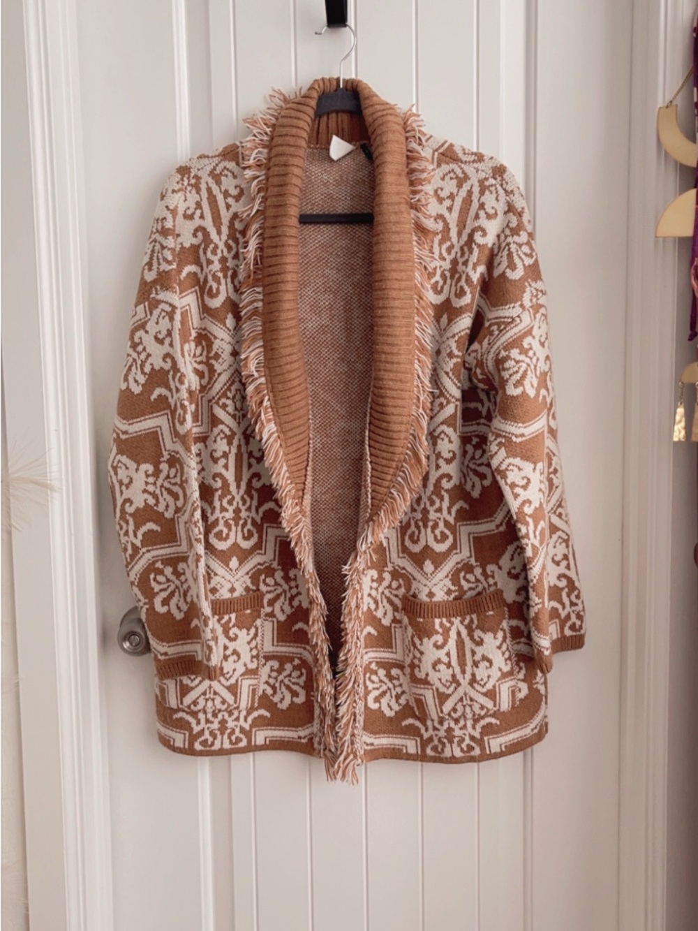 Akemi + Kin for Anthropologie Fringe Shawl Collar Cardigan